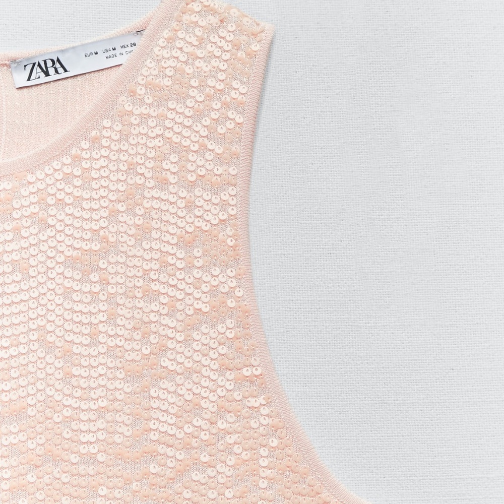 Zara limited edition sequins baby pink dress you cannot miss - Picture 8 of 8